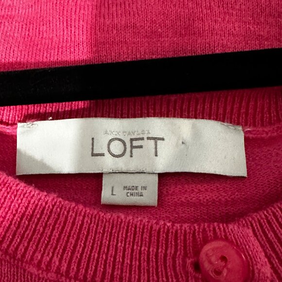 LOFT size L lightweight cotton pink long sleeve button cardigan - Picture 4 of 7